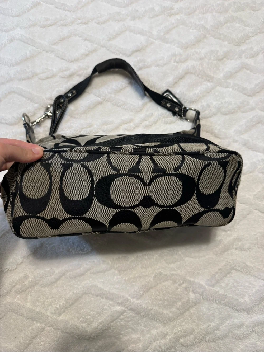 Coach Black and Gray Signature Shoulder Bag